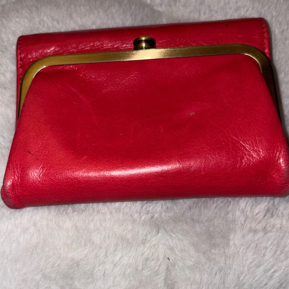 Elegant Red Leather Clutch hobo wallet